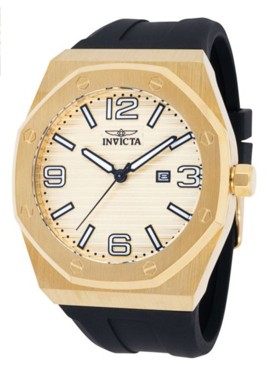 Invicta Huracan Mens Watch (45775) 48mm Steel Gold Case, Black Band